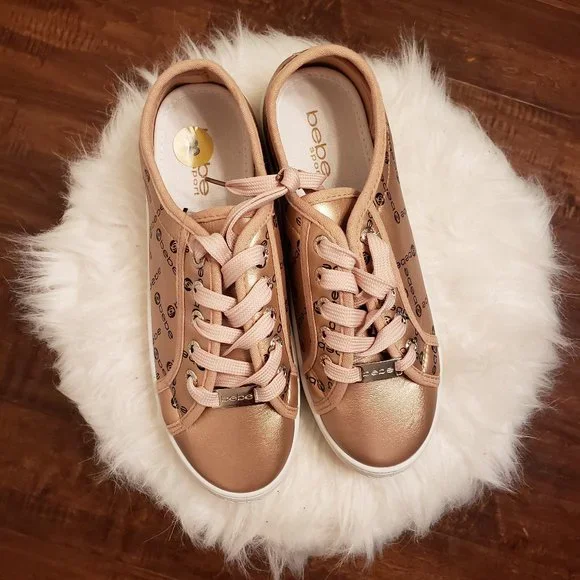 Bebe rose gold sneakers tennis shoes - Picture 2 of 3